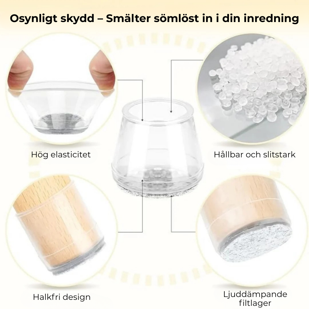 TystTass™ - Skyddar golv. Tystar varje rörelse.