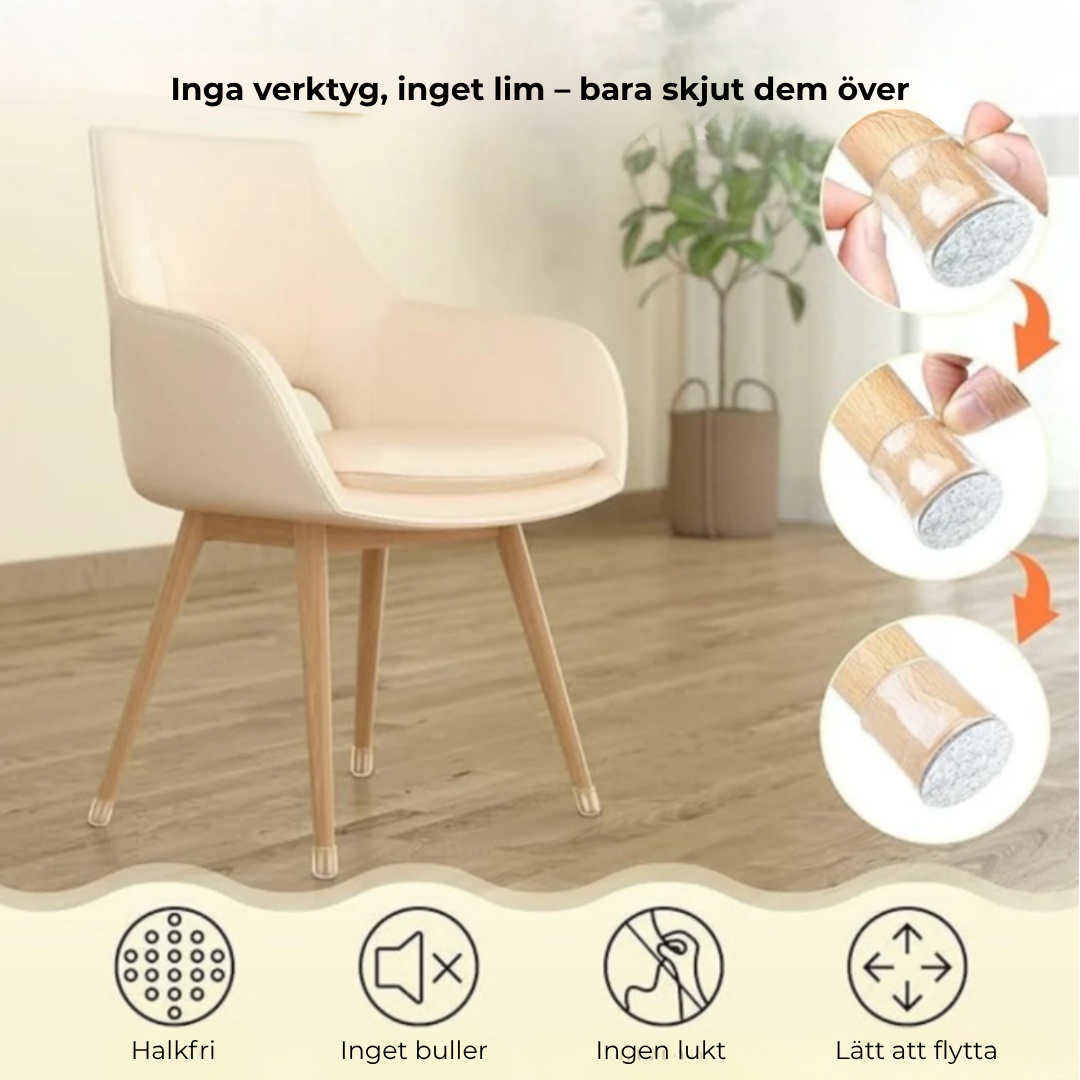 TystTass™ - Skyddar golv. Tystar varje rörelse.