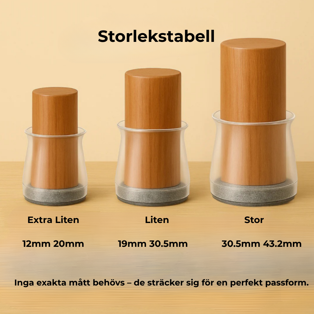 TystTass™ - Skyddar golv. Tystar varje rörelse.